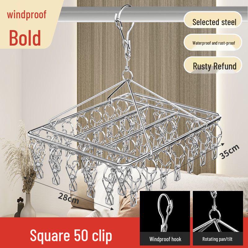 Wielofunkcyjny wieszak ze stali nierdzewnej do suszenia skarpet z klipsami - Idealny do użytku dla niemowląt, dzieci, w akademikach i na straganach ulicznych