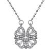 Silver Steel and Rhinestone Clover Heart Necklace