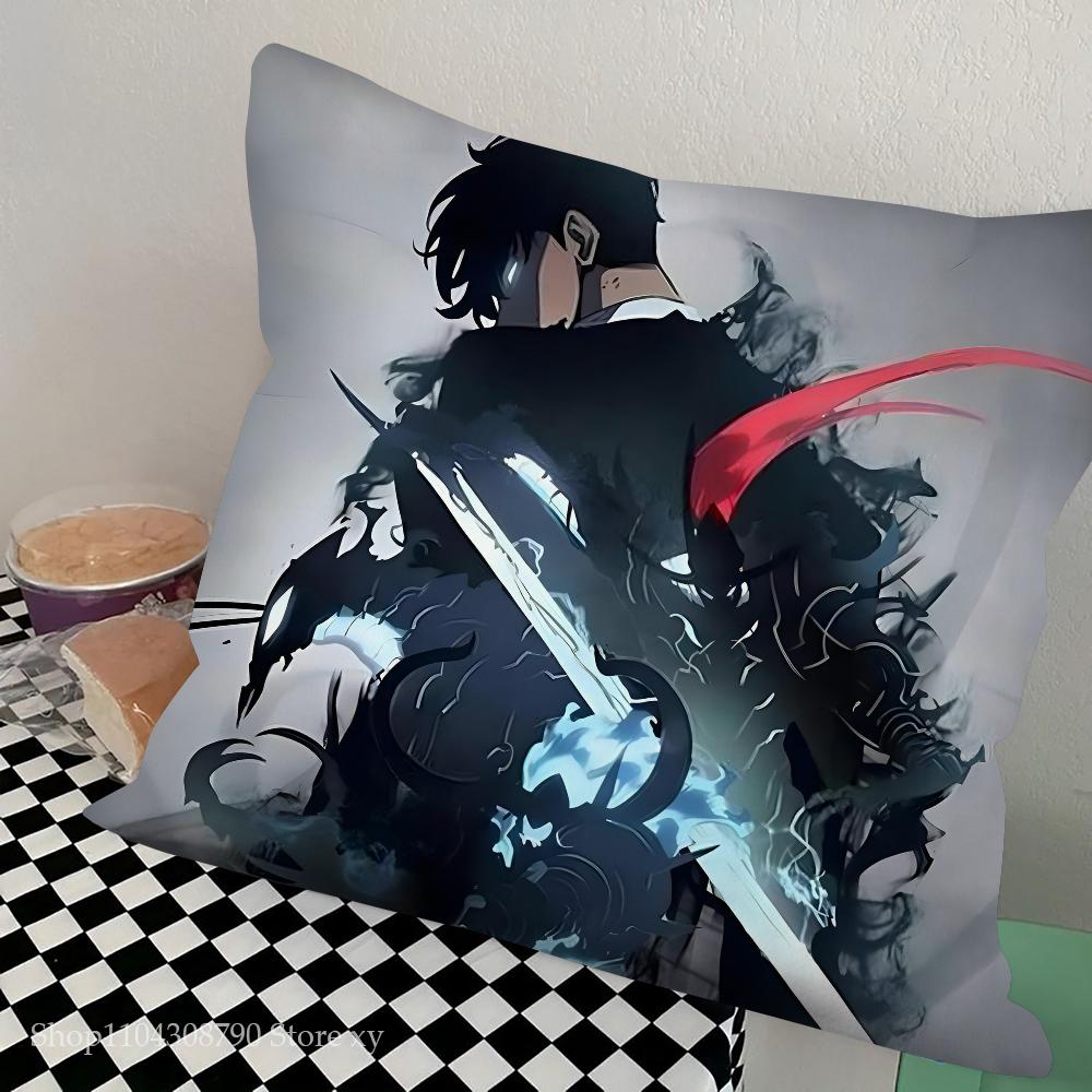Anime S-Solo Leveling Pillow Case Square Pillow Bedroom Sofa Leisure Comfort Cushion Car Living Room Home Decoration