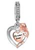 Sparkling Birthstone Charm Bead Charms Copper Heart Key Birthday Pendant Fit Authentic Necklaces Bracelets Women Jewellery Do It Yourself Gift