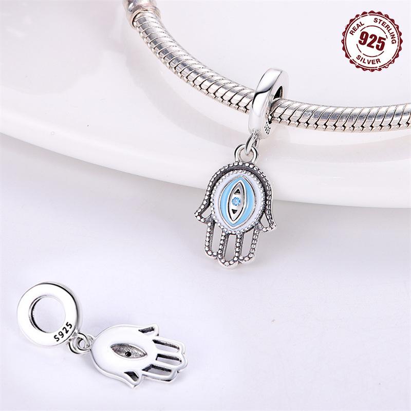 Authentic Copper Charm Bead Charms Luxury Eye of The Devil Palm Dripping Oil Bead Charms Compatible With Bracelets Diy Women Making Delicate Gift