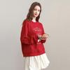 LEDIN 2025 Spring New Year Red Crew Neck Sweatshirt