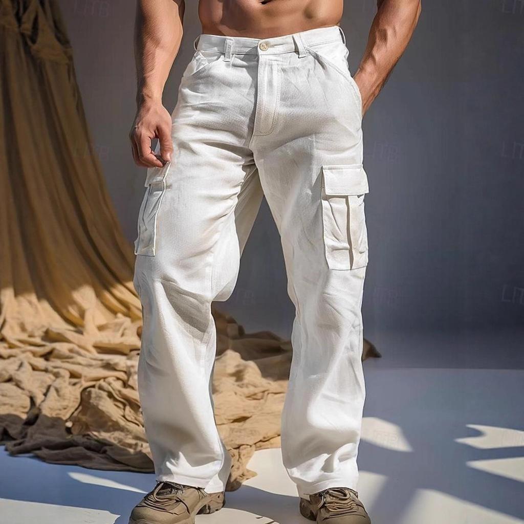 Multi-pocket Straight Plain Comfortable Outdoor Casual Daily Fashion Street Overalls