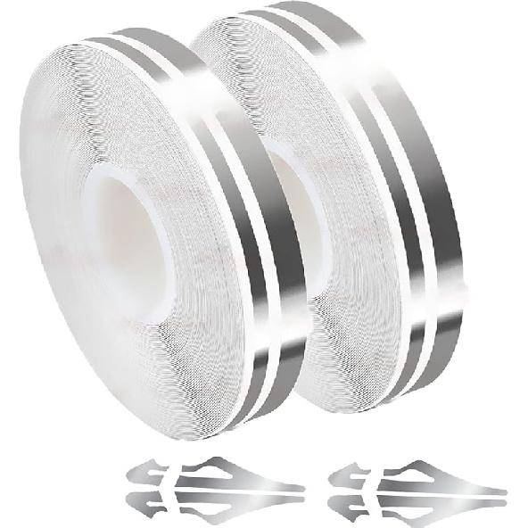 Car Vinyl Ptriping Tape, 2Pack Stripe Decals Car Stickers Auto Striping Tape Emblems Trim For Motorcycle Home DIY Door Musical Trument 32Ft (9.8M) серебряный