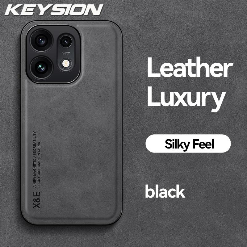 KEYSION Luxury Retro PU Leather Phone Case for OPPO Reno16 Pro 5G Silicone+PC Shockproof Phone Cover for OPPO Reno16 F 16 FS 5G