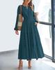 Autumn and winter 2026 new European and American women's clothing fashion V-neck pleated waist long-sleeved long dress dress women