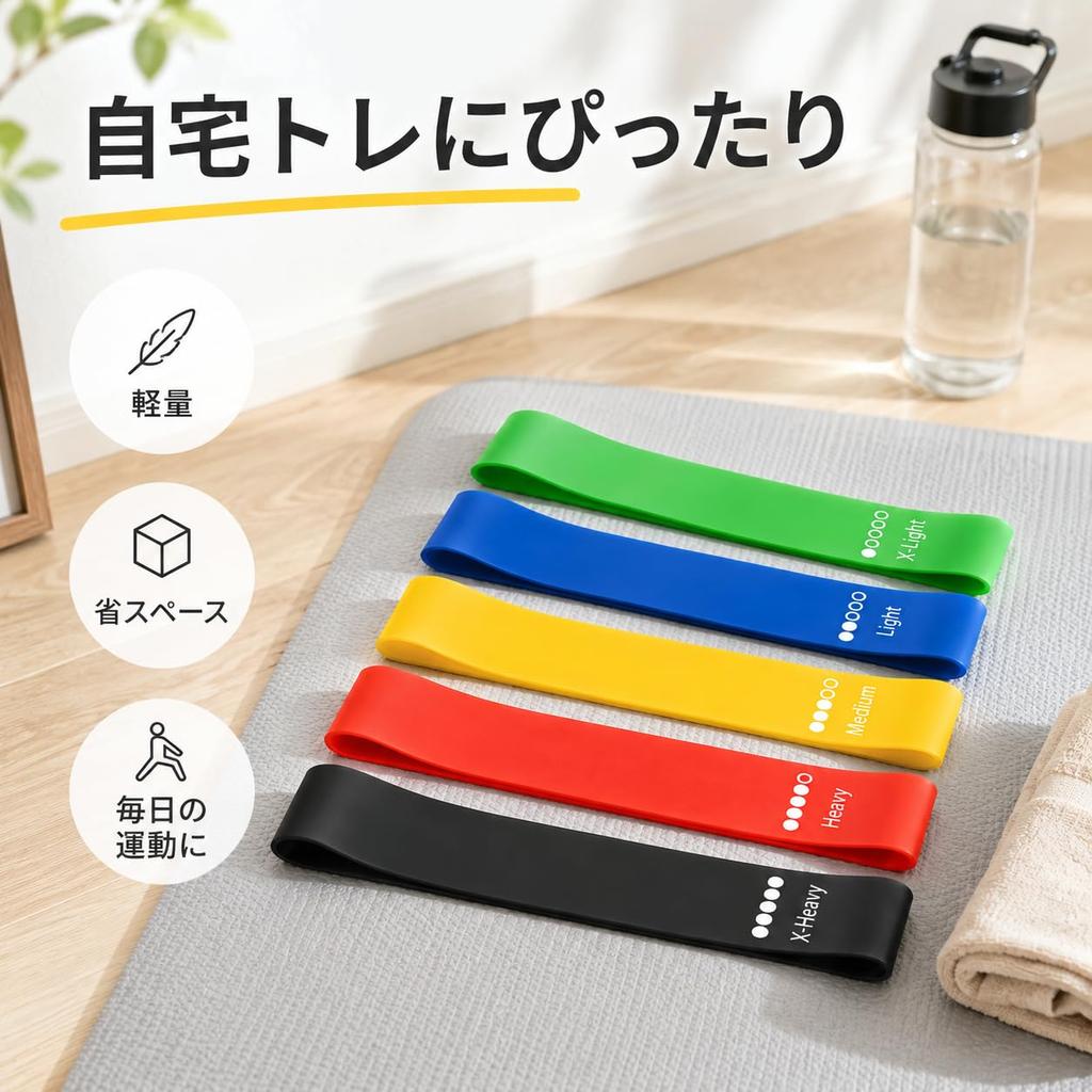 XuJJJJunB Resistance Band 5 Color Set TPE Loop Type for