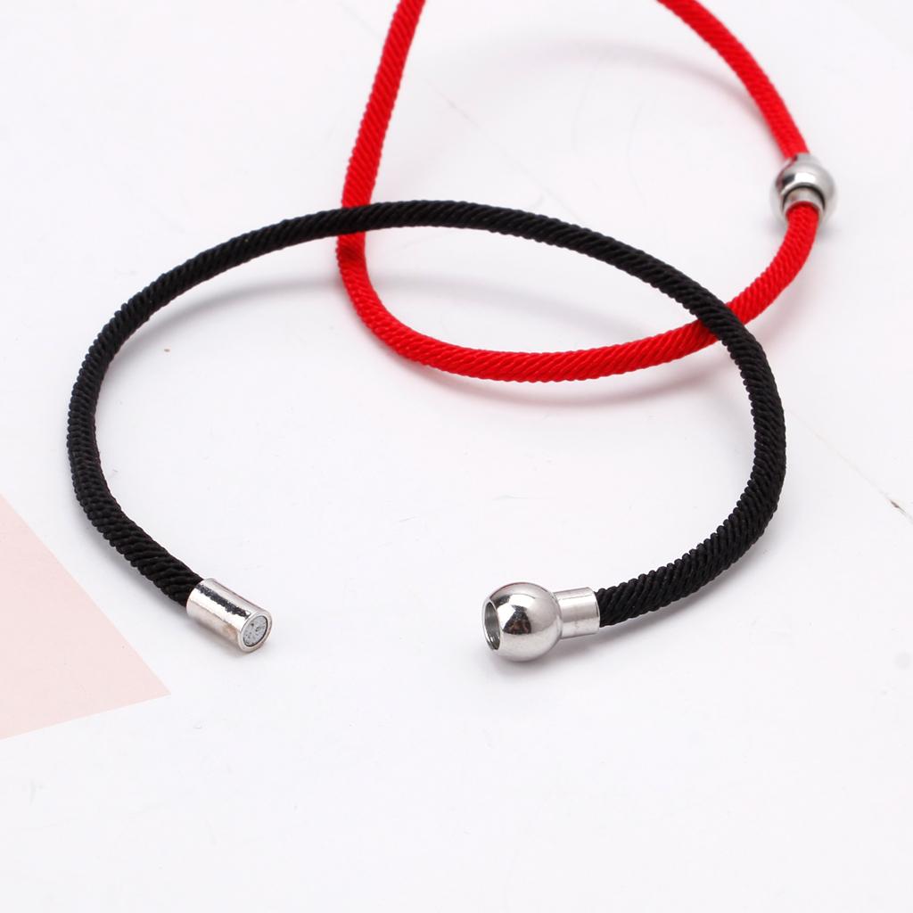 Handmade Red Black Braided String Bracelet for w/ Magnetic Clasp Lucky Jewelry D
