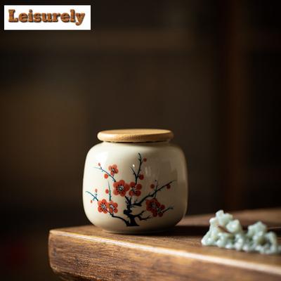 225ml El Boyaması Lotus Çay Kutusu Düzenleyici Japon Çimen Ahşap Gri Saklama Kabı Çay Kutusu Dahongpao Çay Dekorasyonu