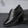 New Autumn and Winter Men Shoes, Casual Korean Trendy Black Business Leather Lace Up for Adult Men Suitable for Daily Wear