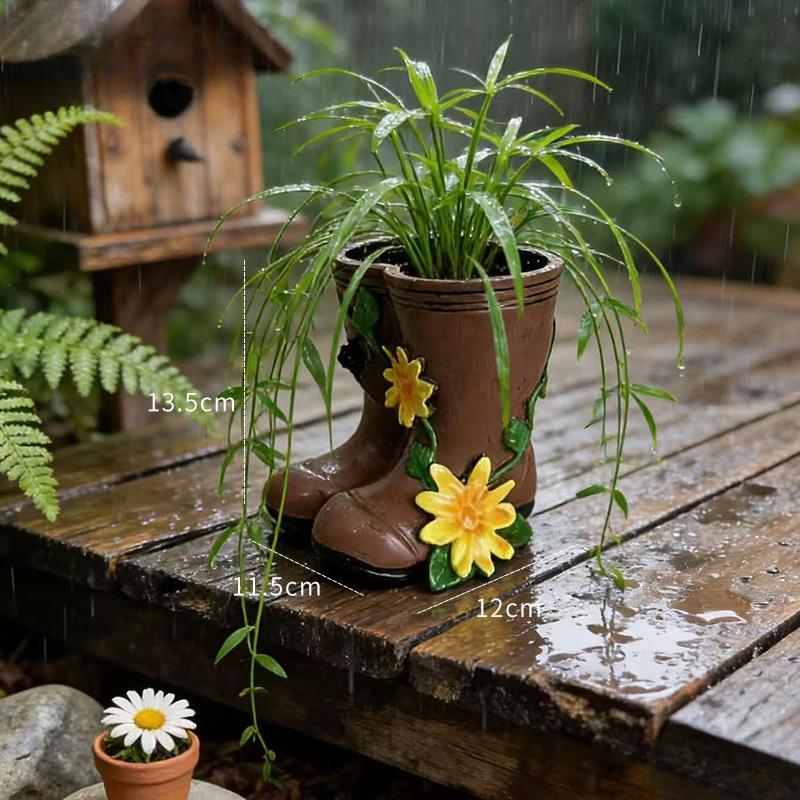 

Creative Rain Boots Shape Flower Pot Green Plant Planting Pot Outdoor Courtyard Garden Balcony Flower Pot Flower Decoration коричневый