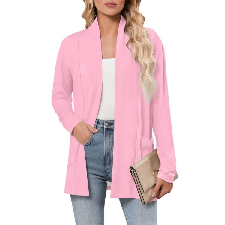 Cardigan da Donna a Manica Lunga, Scollo a V, Leggero, Casual, Lento, Sottile, con Tasche