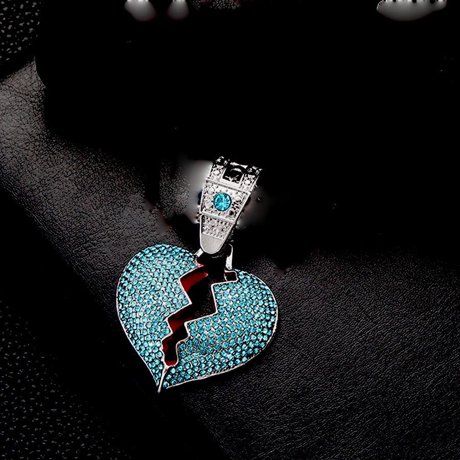Street Hip-hop Style, Broken Personality, Cracked Heart Pendant, Hanging Chain, HIPHOP15mm Watch Buckle, Cuban Necklace