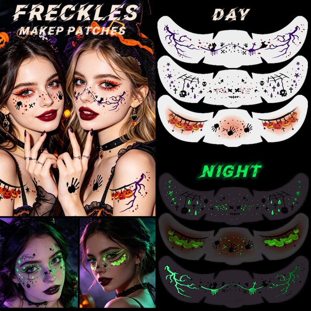 Simulated Face Sticker Freckles Luminous Halloween Makeup Sticker Festival