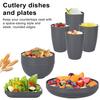 32 Pcs Plastic Tableware Set Food-grade Reusable Dinner Plates Bowls Cups Service