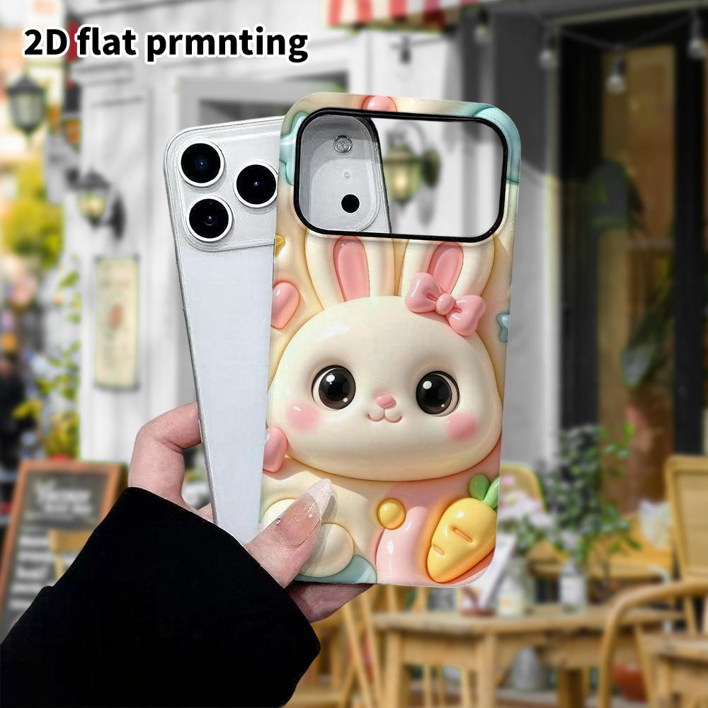 Phone Case: 2D Flat Design Suitable for iPhone 18 17 16 15 14 13 Pro, Little White Rabbit with a Bow, Perfect Christmas and Halloween Holiday Gift