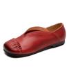 Women's Spring Vintage Casual Shoes - Top Layer Cowhide Slip-On Mom Shoes with Soft Sole, Round Toe Comfortable Low-Top Shoes