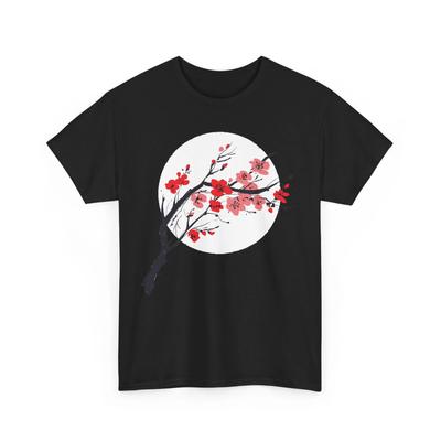 Japanische Kunst Kirschblüte Mond Sakura Bäume Damen Herren T-Shirt