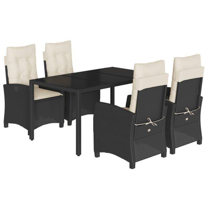 VidaXL Ensemble à Manger de Jardin avec Coussins 5 pcs, Table et Chaises avec Dossier Réglable, Meubles d'Extérieur, 3212629