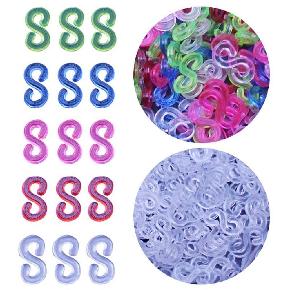 500pcs Acrylic Loom Bands Braid Hook Colorful Clasp Rubber Band Clips DIY Necklace Bracelet