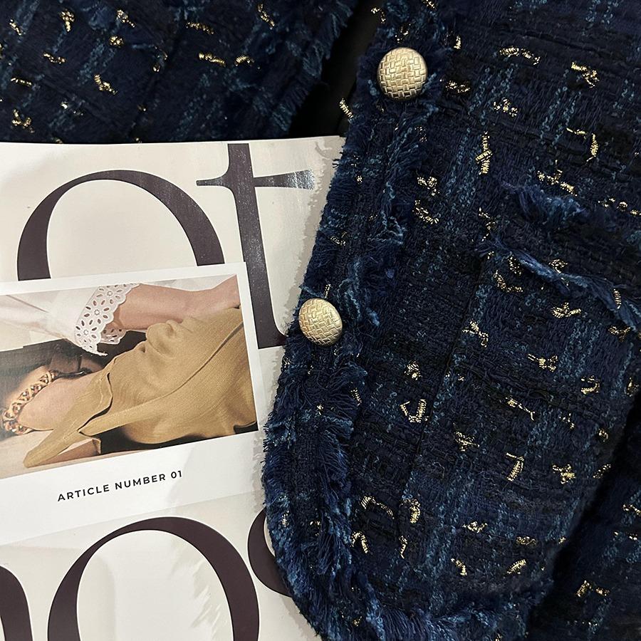 New Blue Light Luxury Celebrity Xiaoxiangfeng Suit Short Jacket Women's Autumn and Winter High-end Trendy Versatile Top