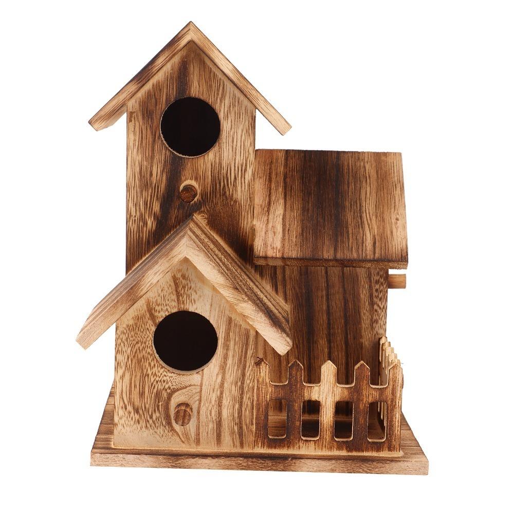 Wood Outdoor Bird Nesting Box Small Size Garden Bird House Bird Decoration Box Outdoor Garden