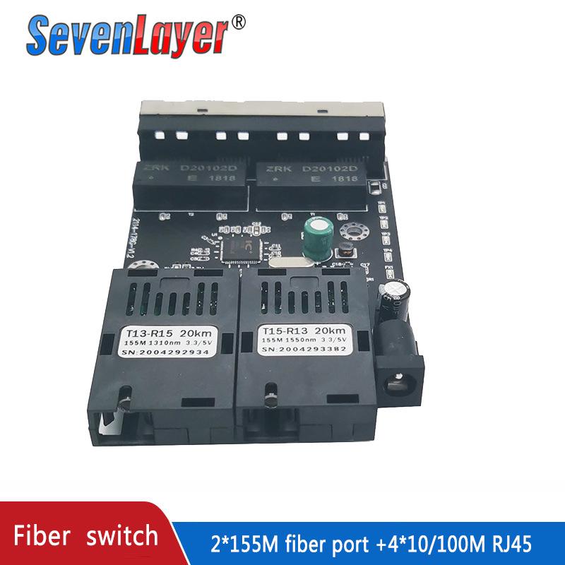 2-Fiber 4-Ethernet Gigabit Switch & Transceiver PCBA with Optical Port