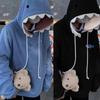 Unisex Funny Shark Teeth Hoodies Long Sleeve Oversized Drawstring Sweatshirt Casual Comfortable Pullover