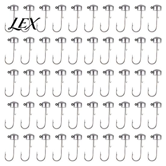 High Strength Hooks 50Pcs Metal Fishing Set, 3.5/5/7/10/14g Jig Head Hook, Heavy Tackle Accessories Duty Fish Hook with Barbs for Freshwater Saltwater
