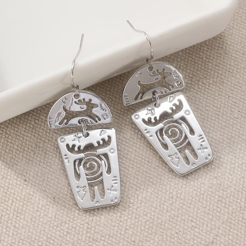 

Серьги с наскальной живописью «Олень-волшебник», серьги с отпечатками рук, серьги в стиле местной наскальной живописи, фестивальные серьги, богемный стиль, хип-хоп украшения