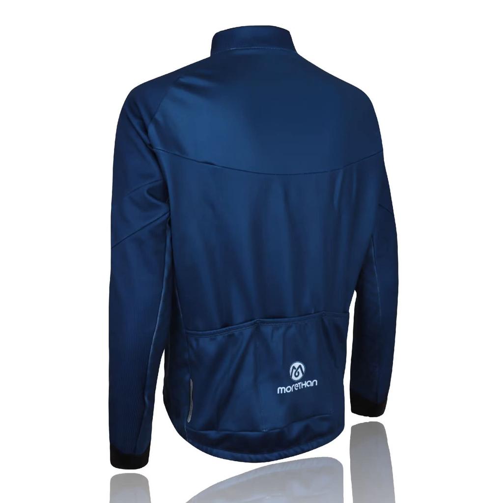 Morethan Long Sleeve Winter Cycling Jacket with Reflective Back Pockets Men's (L/Dark Blue) (WVP-008)