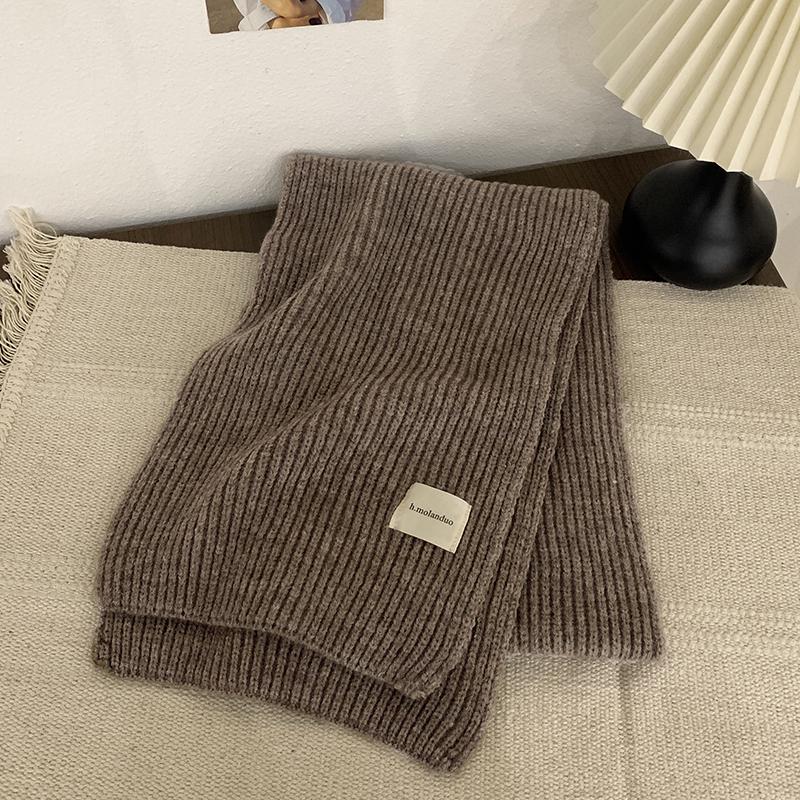 Women's Korean Style Soft Wool Knit Scarf - Winter Fashion, Thickened Warmth, Versatile for Students
