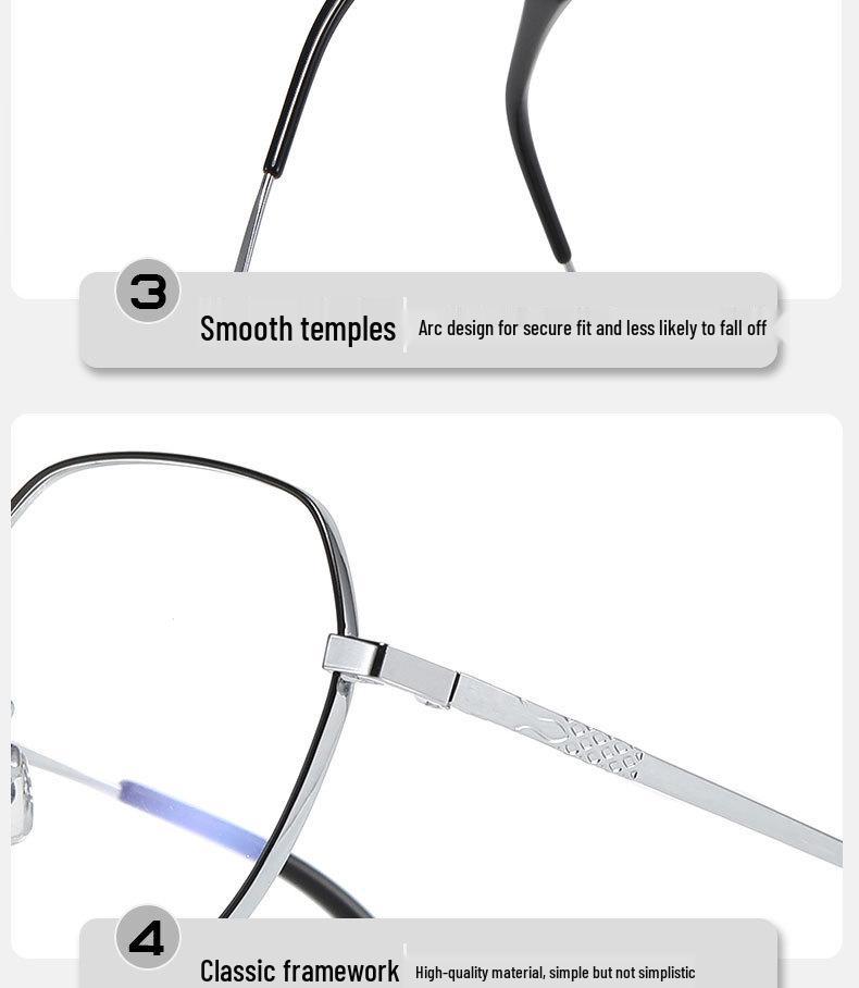 Ultra-light Retro Titanium Polygon Eyeglass Frames with Plano Lenses for Students