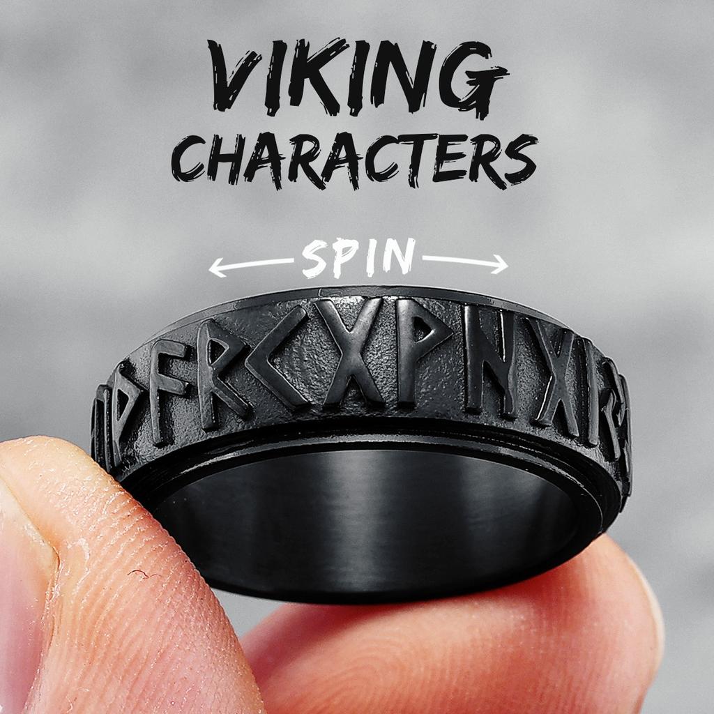 Viking Ring 316L Stainless Steel Rotatable Spin Men Jewelry Punk Rock Gift for Boyfriend Top Quality