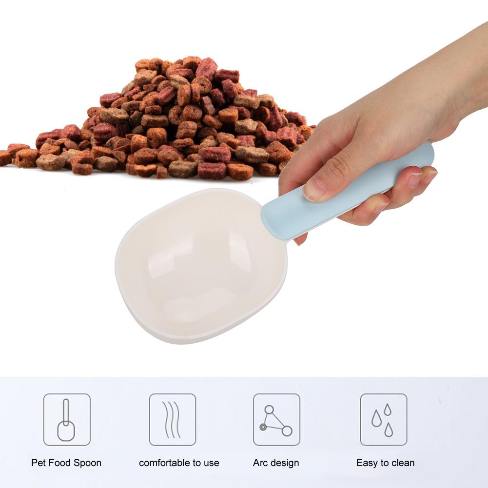 3Pcs High Strength Plastic Pet Food Scoop Cat Dog Feeding Spoon with Handle Clip for Pet Supplies(WhiteBlue )