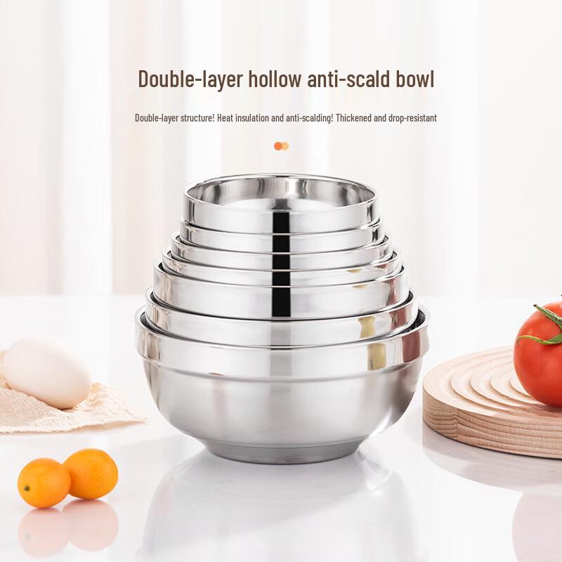 ZISIZ Double-Layer Anti-Scald Stainless Steel Bowl