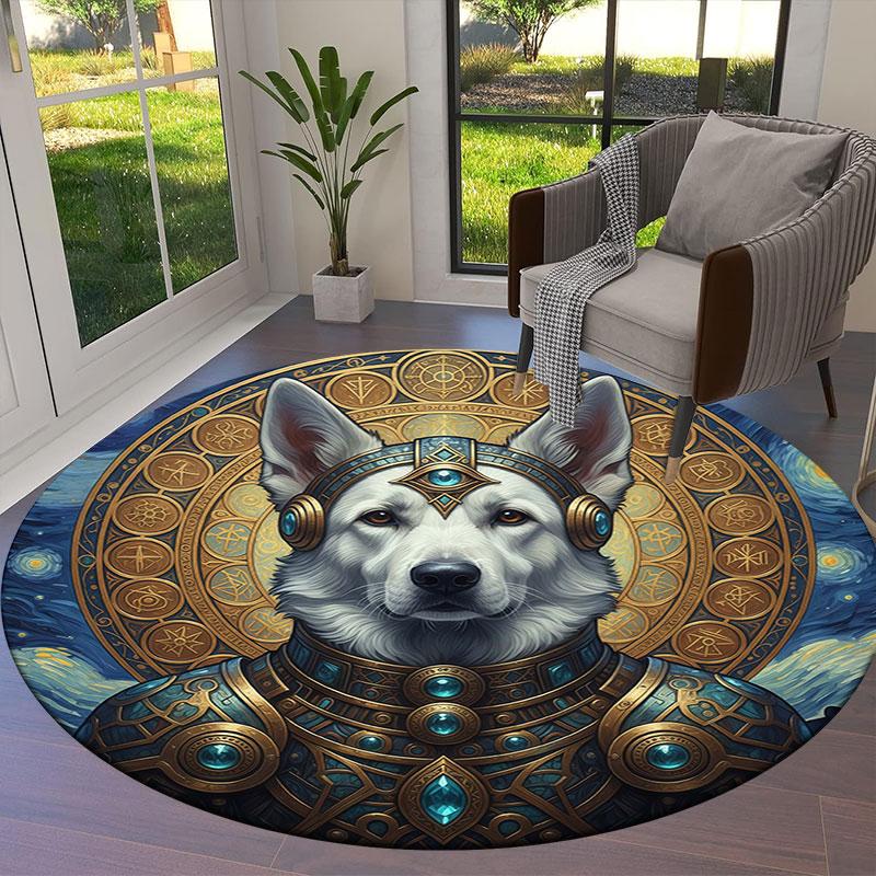 AnimalSorcerer Round Area Rug,Carpet Rug for Living Room Bedroom Sofa Playroom Decor,Non Slip Floor Mat