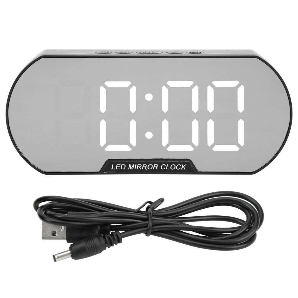 Alarm Clock LED Digital Display Makeup Mirror USB Battery Clock for Children Elderly Bedroom Office 