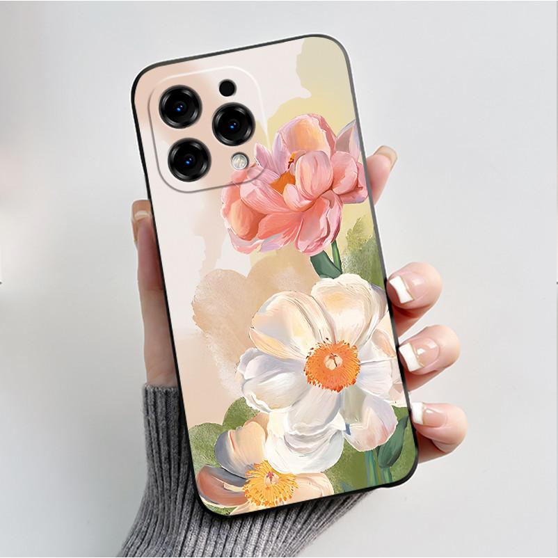 Printed Phone Case For DooGee N55/N55 Plus/N55 Pro Funda Capa Soft Silicone Black Shell Cover Cute Flower Cartoon Casing Coque