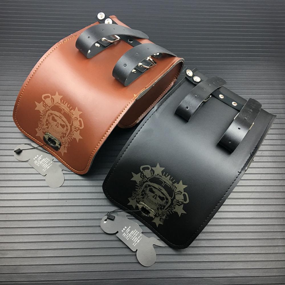Universal Mini Motorcycle Handlebar Sissy Bar Side Bag PU Leather Tool Bag For Harley Honda Suzuki Kawasaki Yamaha