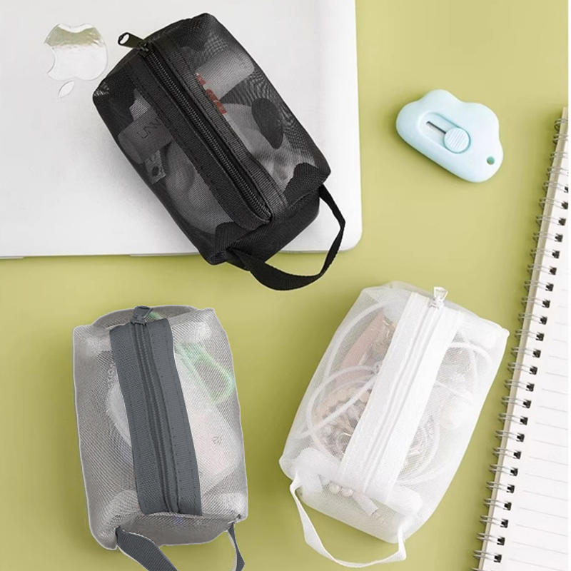 Hot Sale Large Capacity Key Bags Transparent Cosmetic Bag Square Mesh Storage Pouch Mini Zipper Coin Purse Wash