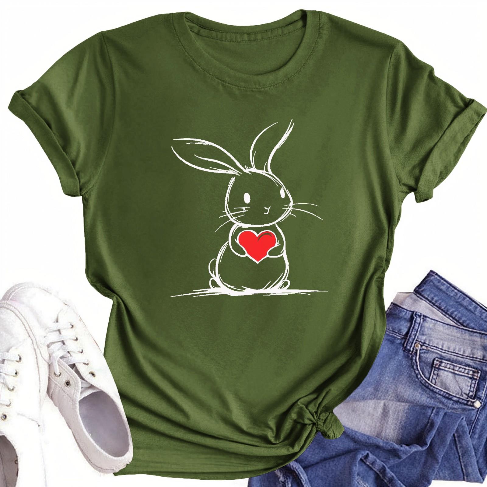 

Женская повседневная футболка с круглым вырезом и короткими рукавами с принтом L армия зеленый