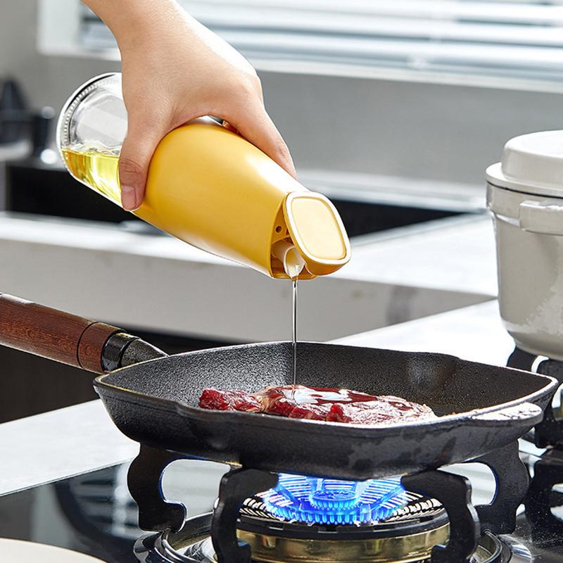 Automatic Opening and Closing Leak-proof Oil Pot, Glass Oil Pot, Kitchen Household Oil-free Seasoning Bottle, Seasoning Bottle