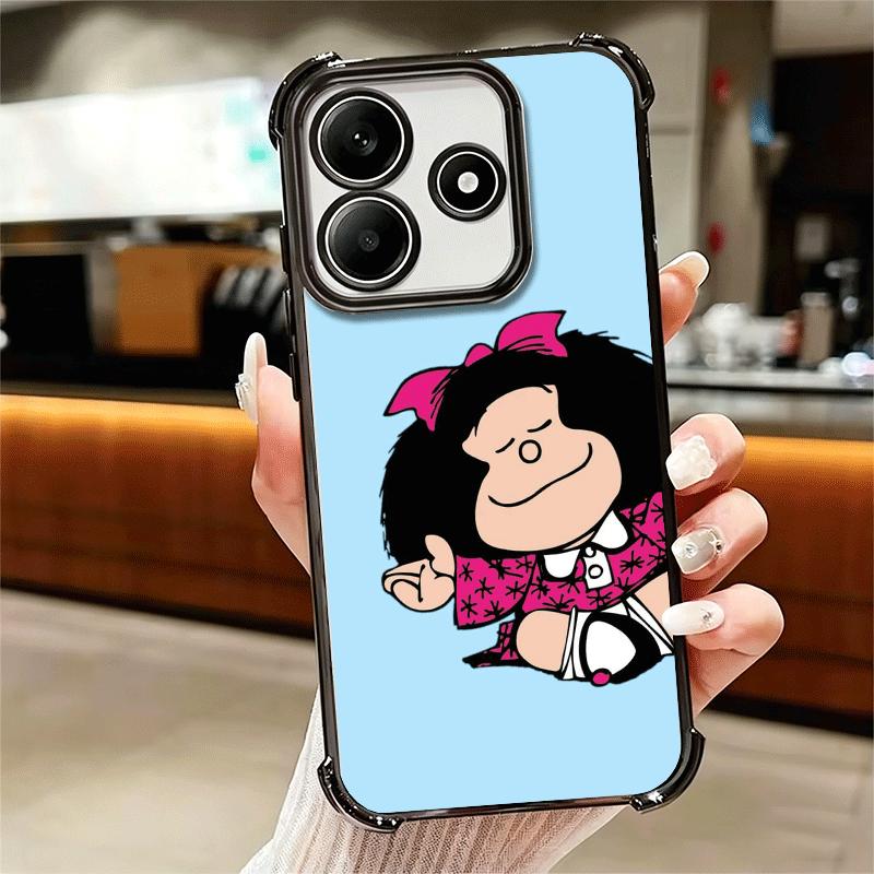 Mafalda Cartoon Cute Plating Phone Case For Xiaomi Redmi Note 14 15 Pro Plus 13 12 11 11S 11T 10 9S 9 5G Anti-Fall Airabag Cover