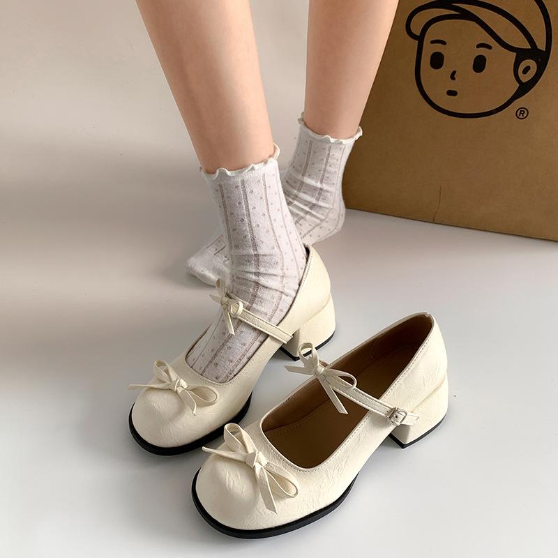 French Silver Small Man Light Mouth Thick High Heel Single Shoes Women's 2025 New Summer Skirt JK Mary Jane Shoes