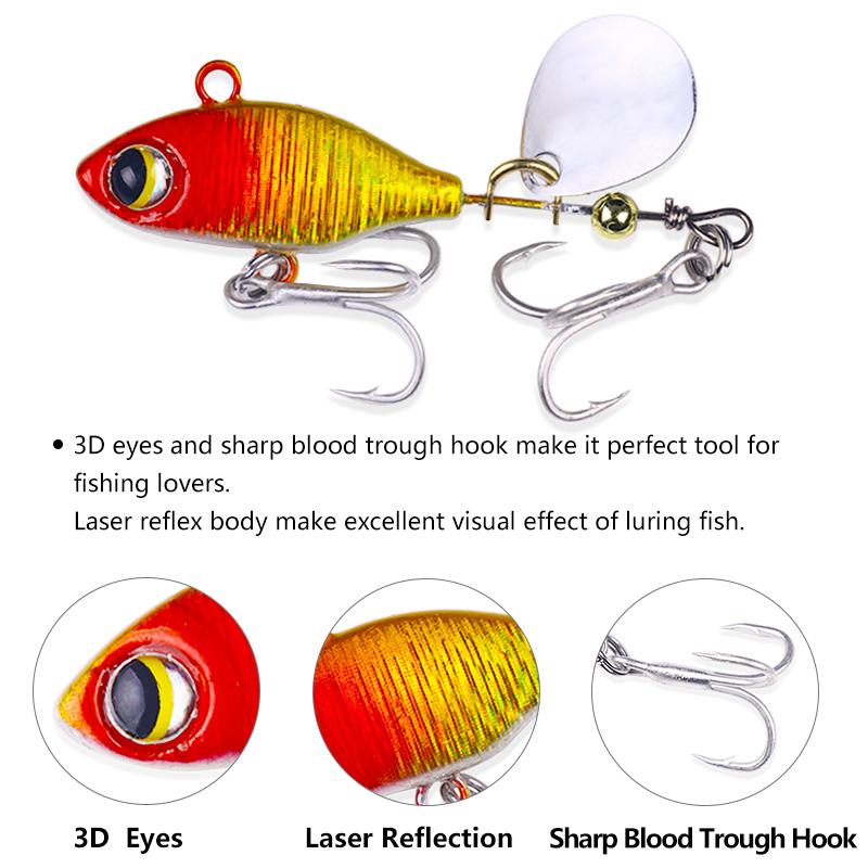 Obrotowa metalowa przynęta wibracyjna VIB Spinner Spoon Fishing Lures 7g 10g 14g Jigs Trout Pike Fishing Twarde przynęty Tackle Pesca