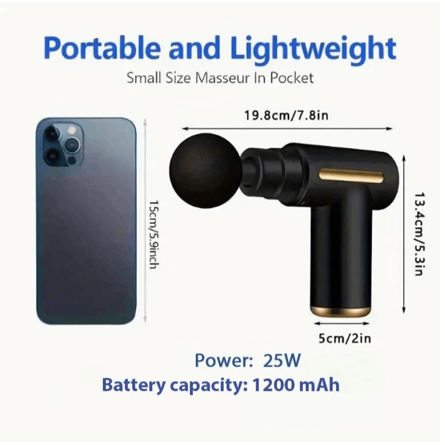 Xiaomi 1pc Powerful Cordless Massage Gun with LED Display - Deep Tissue Muscle Relaxer, 4 Interchangeable Heads,1200mAh Lithium Battery
