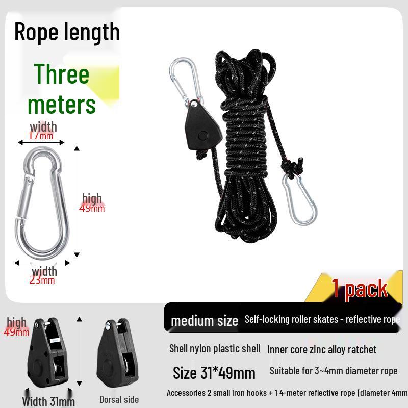 Adjustable Reflective Windproof Camping Tent Rope Pulley System