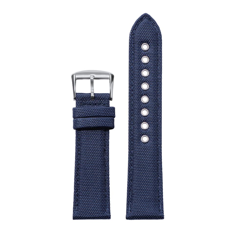 

22mm Waterproof Sailcloth Watch Strap Canvas Nylon+Leather Watchband Quick Release Black Blue Band Sport Belt for Men Wristband 22mm синій