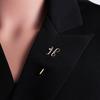 Minimalist Rhinestone Letter M H Long Needle Pins Brooches Elegant Initial Alphabet Coat Lapel Badge For Women Men Jewelry Gift